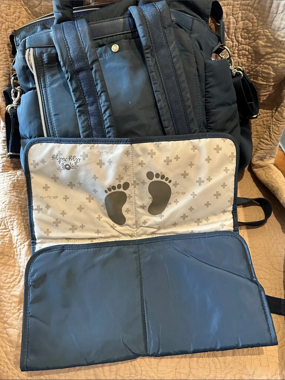 Itzy Ritzy Navy Quilted Diaper Bag Backpack/Shoulder Bag – Excellent Condition